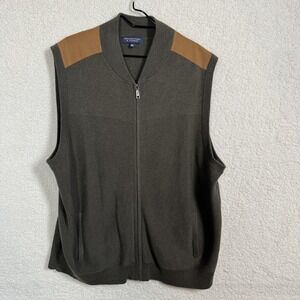 Roundtree & Yorke Vest Mens 2XL Full Zip Shoulder Patch Pockets Outdoor Layering